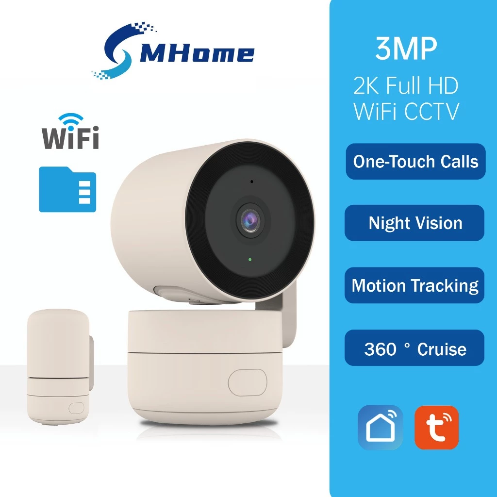 2K CCTV Wireless WiFi Indoor with One-Touch Call, 360 PTZ Ca