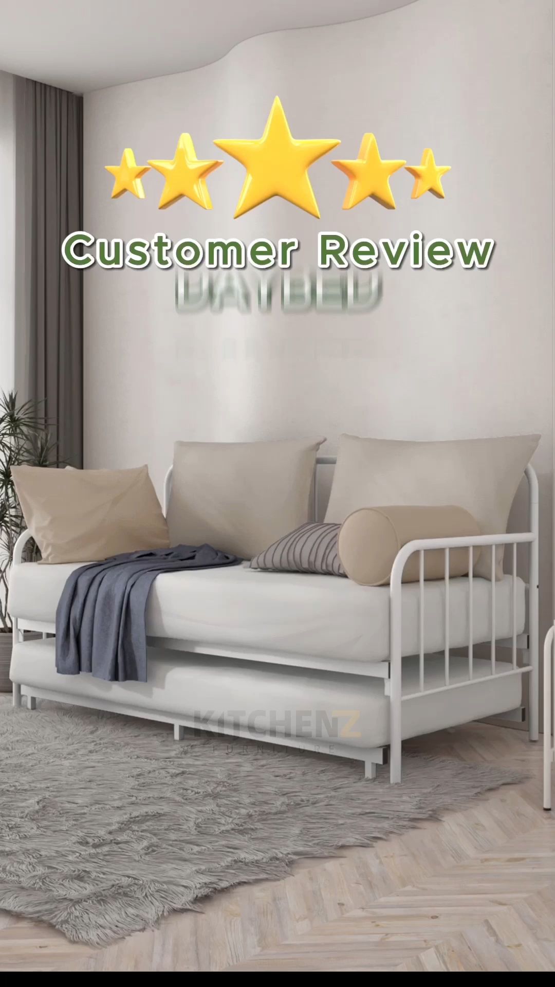 Customer review time⏰Dengar cerita katil ni tengah viral? Cantik dan sesuai untuk ruangan sempit. #bedframe #daybed #perabot #mmall #katilviral