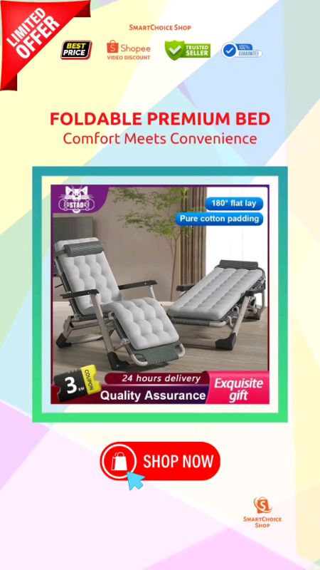 Foldable Premium Bed #ShopeeVideo #ShopeeViral #ViralProduct #BestProduct #BestQuality #BestSeller #ShopeeMY #fyp