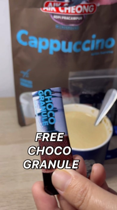 Sedapnya minum cappuccino dengan choco granule #aikcheong#cappuccino #fyp #payday #shoppehaul #trending
