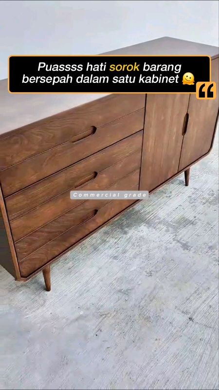 Sideboard/Buffet Cabinet gred komersial, solid walnut, kalis calar & siap pasang #sideboard #buffetcabinet #storagecabinet