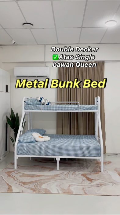 Double Decker besi #sklfurnituremall #fyp #doubledecker #katil2tingkat #katildoubledecker #bunkbed #loftbed #metalbunkbed #katilviral