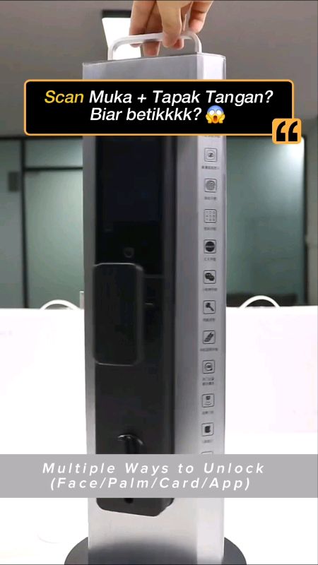 Kunci Pintar Palm Vein IPS HD scan muka & tapak tangan dgn pantas. Kamera 200MP, skrin 4.5 inci & aplikasi Tuya Intercom 9 bahasa#SmartLock #SmartHome