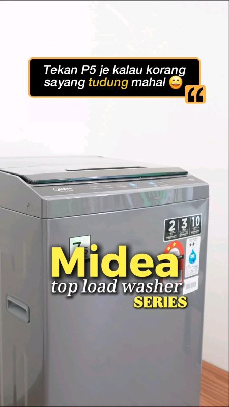 Midea Top Load Washer MA102W ada P5 Hijab Care. Basuh kain lembut tak rosak, fabrik terjaga elok #washingmachine #mesinbasuh #TopLoadWasher #HijabCare