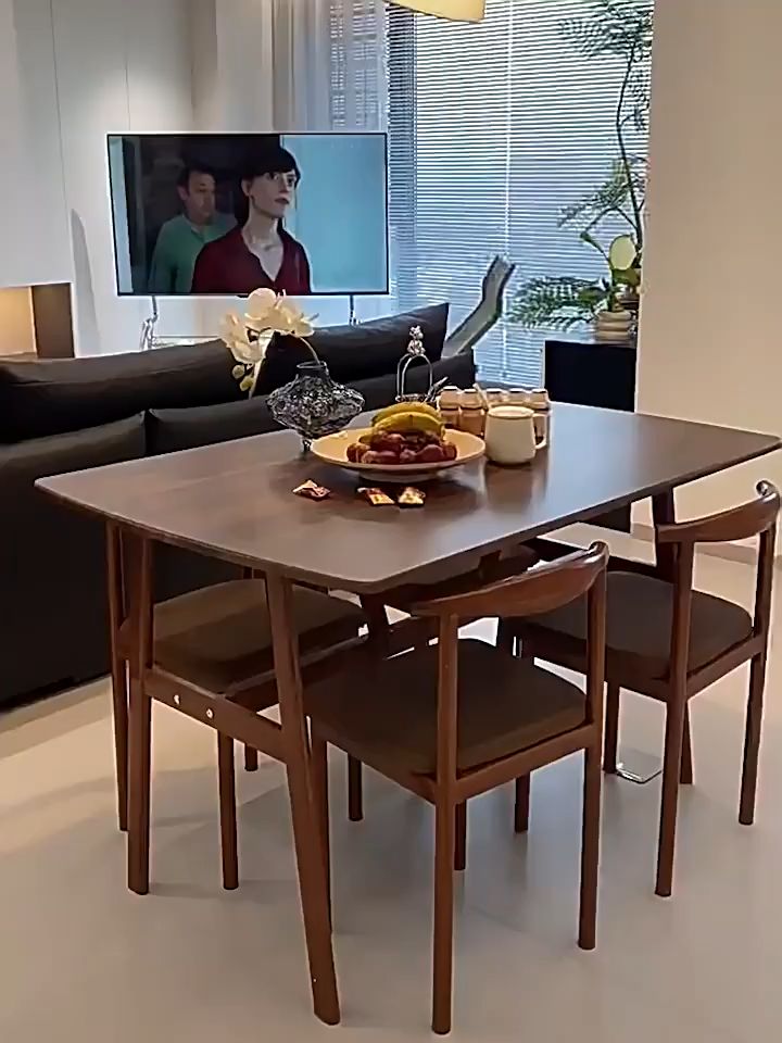 Wood Dining Set - Table + Chairs for 4-6 People #MejaMakan #banquettable #Woodentable#diningtable #homefurniture #DiningSet #kerusimakan #livingroom
