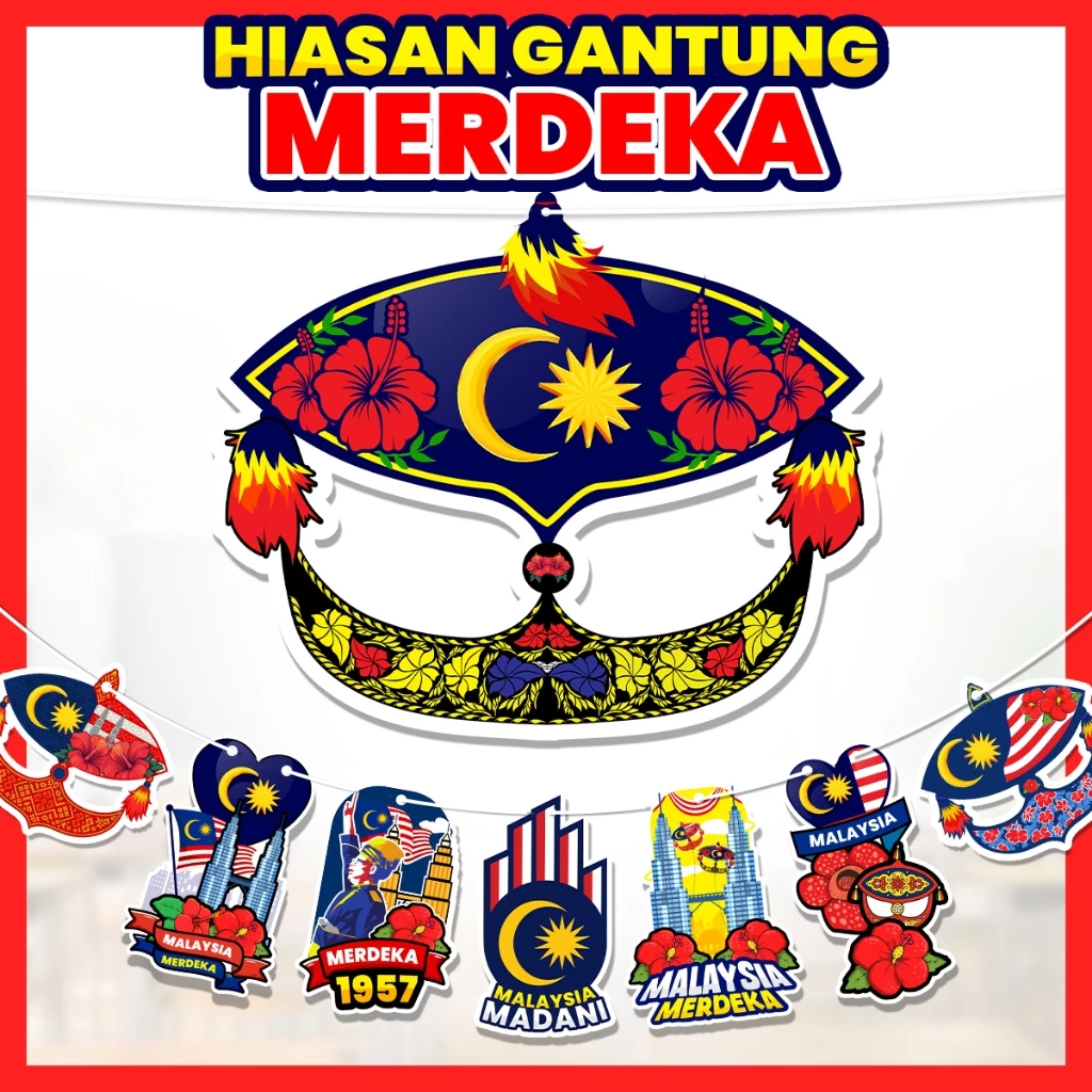 Hiasan Gantung Merdeka 2025 – Deko Artcard Jalur Gemilang